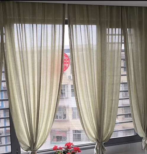 Hotel Semi-Blackout Linen Sheer Curtains